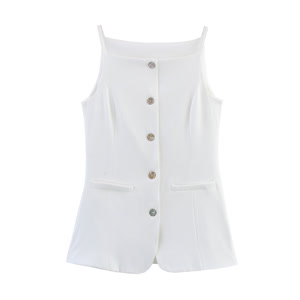 Solid Color Slim Fit Slimming Spaghetti Straps Mid-length Vest