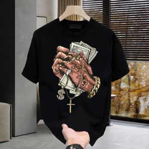 Men's Hip Hop T-Shirt - Summer, Short Sleeve, Printed - Style 185258
