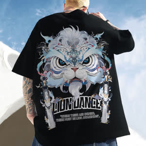 Men's Hip Hop T-Shirt - Short Sleeve, Relaxed Fit, Plus Size - Style 534245