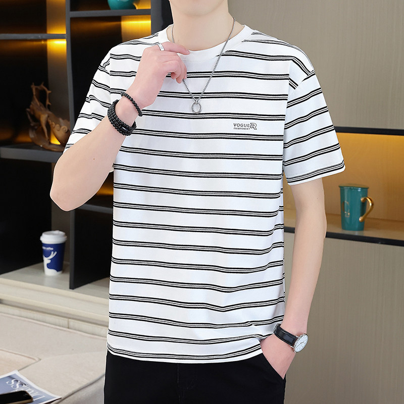 Men's Striped T-Shirt - Summer, Lightweight, Short Sleeve - Style 098248