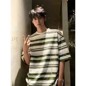 Men's Striped T-Shirt - Summer, Short Sleeve, Relaxed Fit - Style 457708