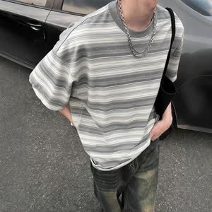 Men's Striped T-Shirt - Summer, Short Sleeve, Relaxed Fit - Style 980242