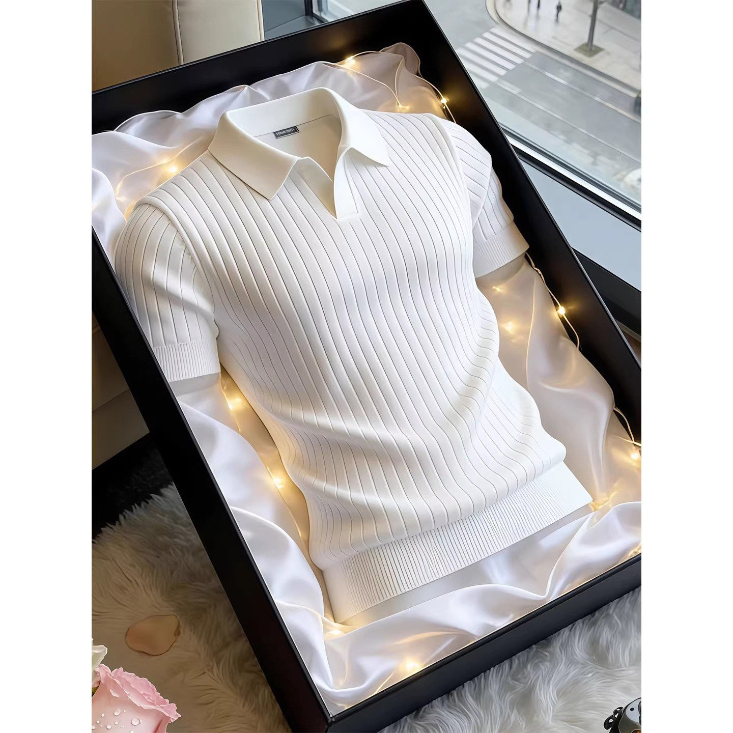 Men's Striped T-Shirt - Summer, Short Sleeve, Slim Fit - Style 594047