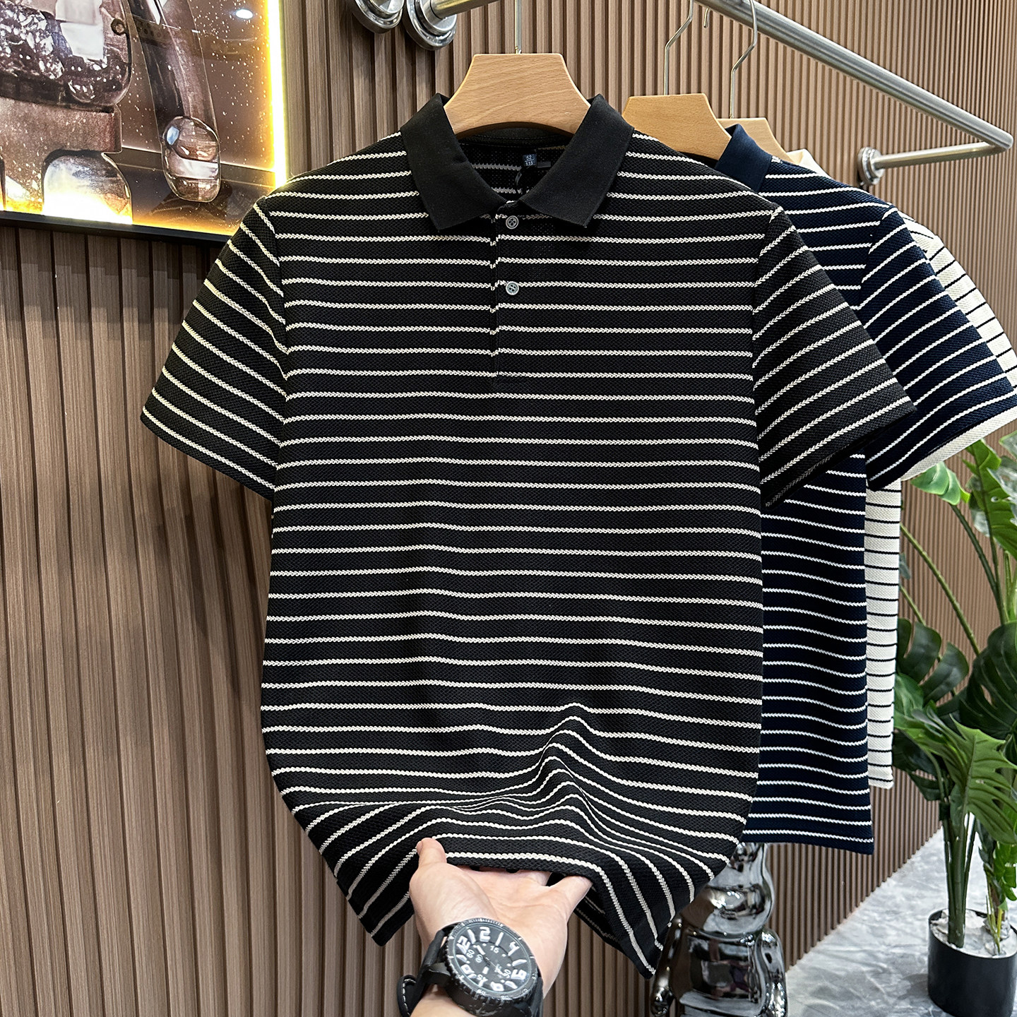 Men's Striped T-Shirt - Summer, Short Sleeve, Striped - Style 634292