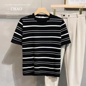 Men's Striped T-Shirt - Summer, Lightweight, Short Sleeve - Style 880893