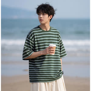 Men's Striped T-Shirt - Summer, Short Sleeve, Striped - Style 316645