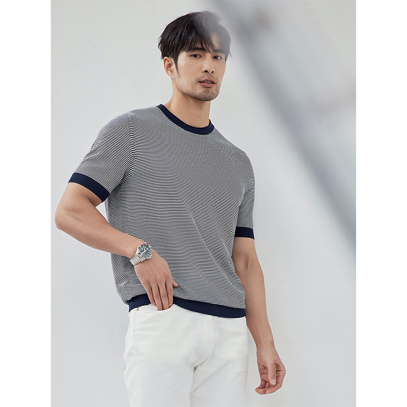 Men's Striped T-Shirt - Summer, Short Sleeve, Striped - Style 827848