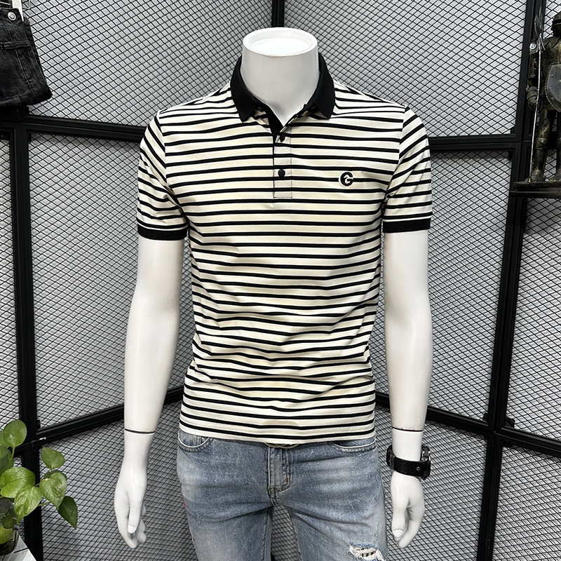 Men's Striped T-Shirt - Summer, Short Sleeve, Slim Fit - Style 585087