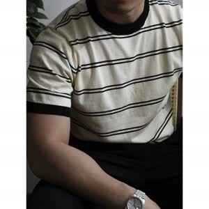 Men's Striped T-Shirt - Summer, Striped, Knit - Style 292804