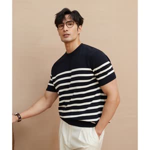 Men's Striped T-Shirt - Summer, Short Sleeve, Striped - Style 375987