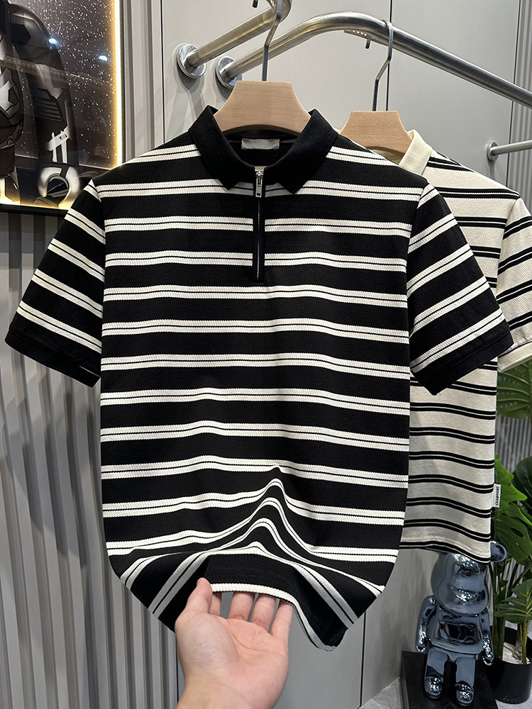Men's Striped T-Shirt - Summer, Short Sleeve, Striped - Style 734624