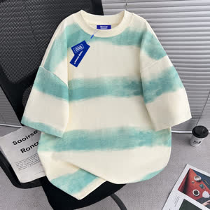 Men's Striped T-Shirt - Summer, Short Sleeve, Relaxed Fit - Style 026943
