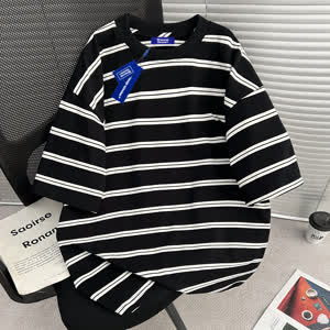 Men's Striped T-Shirt - Summer, Short Sleeve, Relaxed Fit - Style 569840