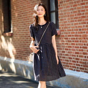 Women's Short Sleeve Summer Dress - Summer, Short Sleeve, Printed - Style 056432