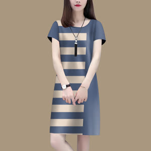 Women's Short Sleeve Summer Dress - Summer, Short Sleeve, Relaxed Fit - Style 502073