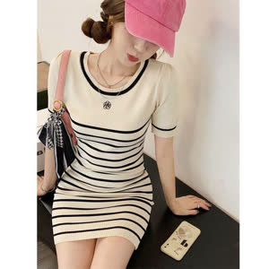 Women's Short Sleeve Summer Dress - Summer, Short Sleeve, Slim Fit - Style 406837