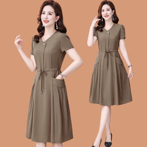 Women's Short Sleeve Summer Dress - Summer, Short Sleeve, Solid Color - Style 764610