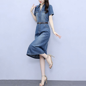 Women's Denim Dress - Summer, Denim, Retro - Style 971687