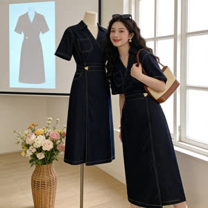 Women's Denim Dress - Summer, Denim, Retro - Style 905429