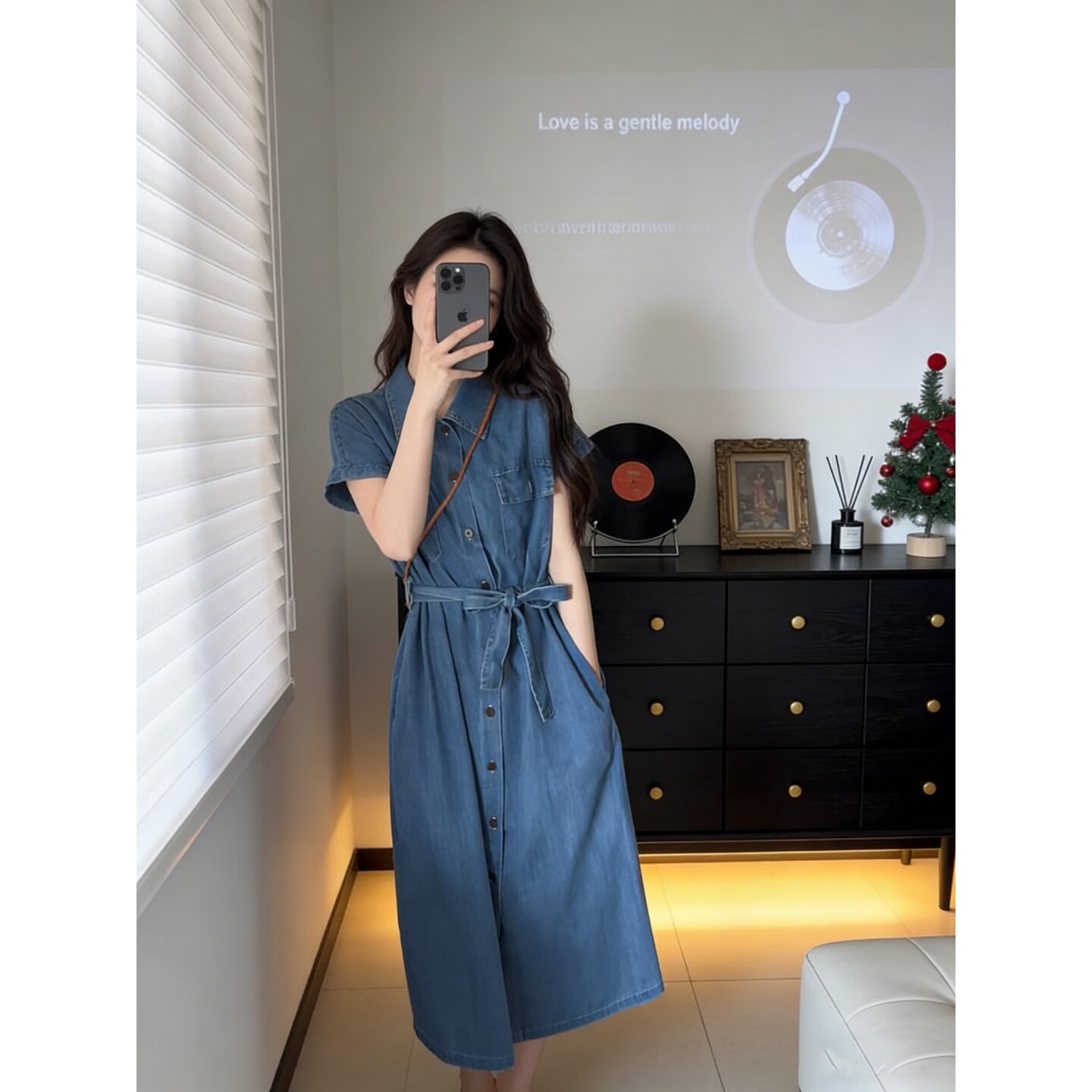 Women's Denim Dress - Summer, Short Sleeve, Denim - Style 556176