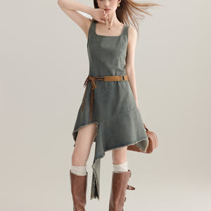 Women's Denim Dress - Summer, Denim, Retro - Style 530943