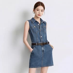Women's Denim Dress - Summer, Sleeveless, Denim - Style 813063