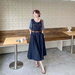 Women's Denim Dress - Summer, Denim, Retro - Style 810679