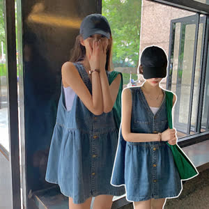 Women's Denim Dress - Summer, Lightweight, Sleeveless - Style 412153