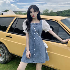 Women's Denim Dress - Summer, Lightweight, Short Sleeve - Style 479305