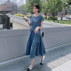 Women's Denim Dress - Summer, Lightweight, Sleeveless - Style 163406