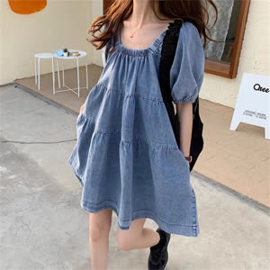 Women's Denim Dress - Summer, Denim, Plus Size - Style 298926