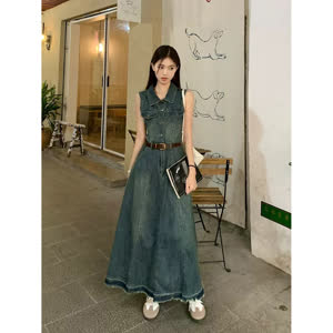 Women's Denim Dress - Summer, Sleeveless, Denim - Style 634675