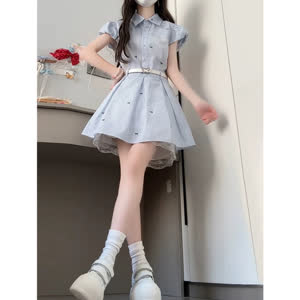 Women's Denim Dress - Summer, Striped, Versatile - Style 491978