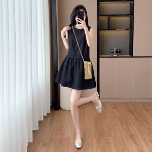 Women's Denim Dress - Summer, Sleeveless, Relaxed Fit - Style 815528