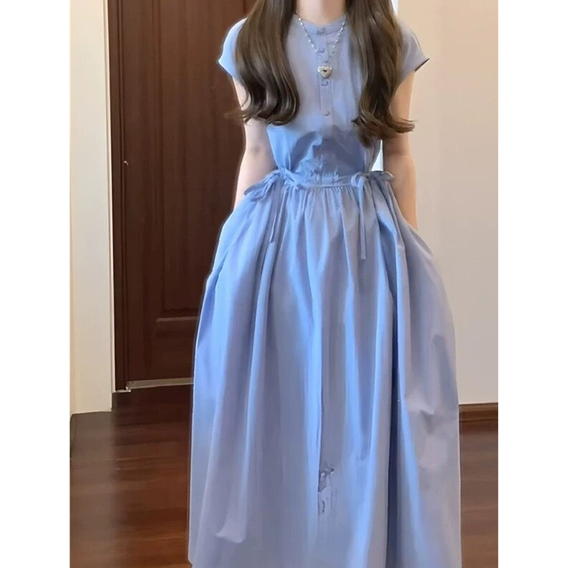 Women's Denim Dress - Summer, Short Sleeve, Versatile - Style 451767