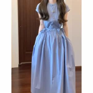 Women's Denim Dress - Summer, Short Sleeve, Versatile - Style 451767
