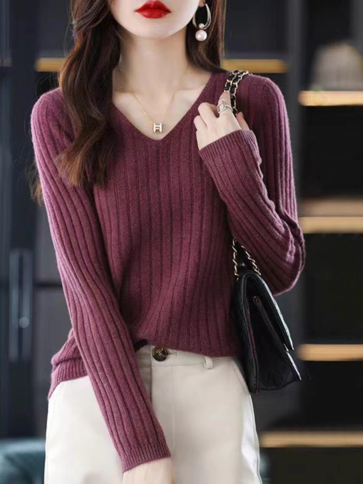 Women's Sweater - Winter, Long Sleeve, Slim Fit - Style 658555