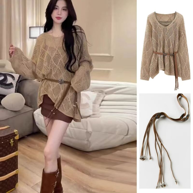 Women's Sweater - Summer, Solid Color, Knit - Style 643623