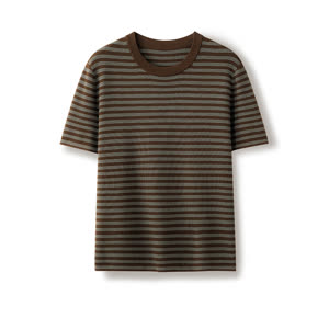 Women's Knit Top - Short Sleeve, Striped, Knit - Style 569596