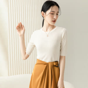 Women's Knit Top - Summer, Short Sleeve, Slim Fit - Style 676375