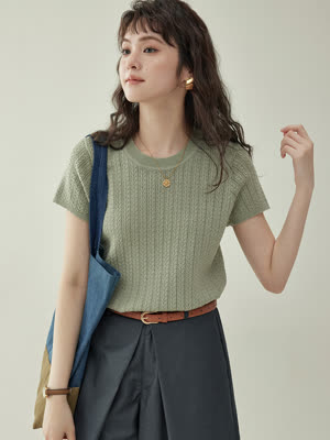 Women's Knit Top - Summer, Lightweight, Short Sleeve - Style 687483
